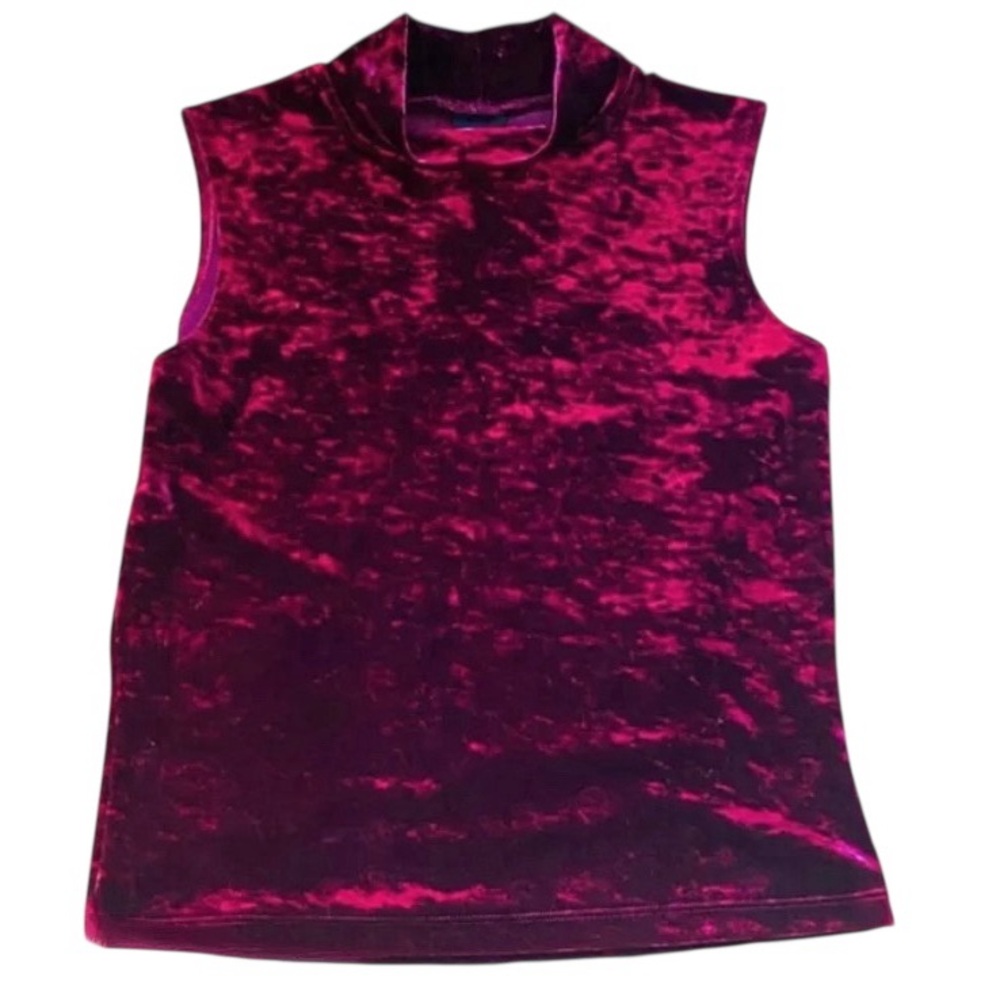 Vintage FIRE Portfolio Crushed Velvet Sleeveless Mock Neck Top Y2K